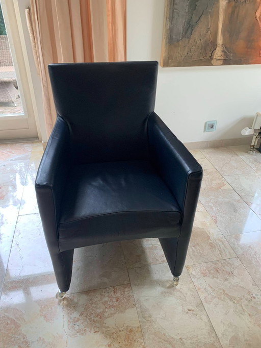Bert Plantagie Dining Chairs Dark Blue Leather