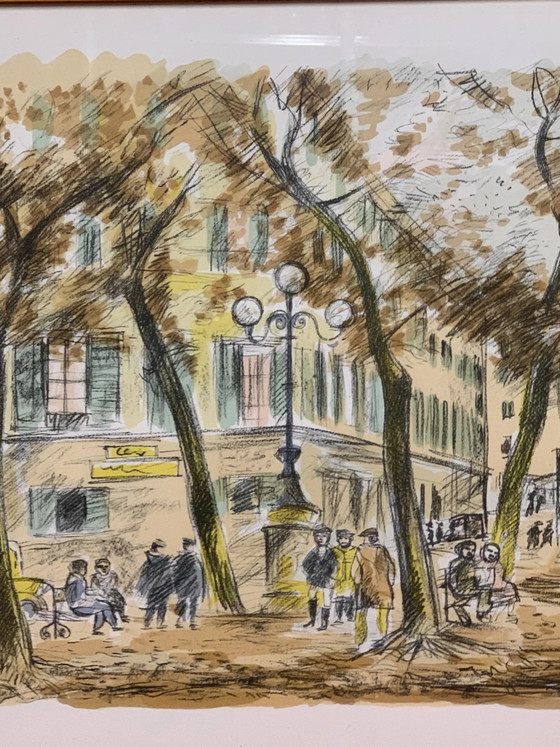 Litografia di paesaggio urbano di Michele Cascella, anni '50, Dipinti e disegni (foto 2 di 5)