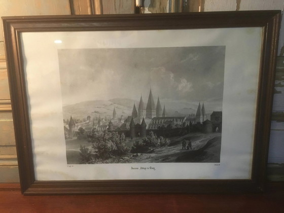 Grabado de la Abadía de Cluny enmarcado por E.Sagot finales del siglo XIX – Decoración de pared, Paper (photo 11 of 11)
