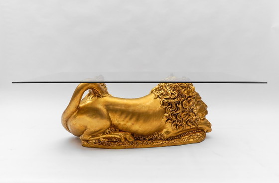 Image 1 of Vintage Italian Ceramic Handcrafted Lion Coffee Table, 1960s