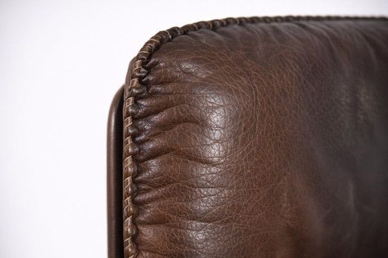 Image 1 of Vintage Mid-Century Danish Modern Brown Leather Adjustable Easy Chair & Ottoman Set from Berg Furniture, 1970s, Set of 2