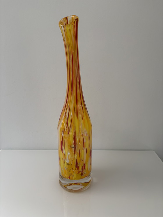 Image 1 of Fidrio Exclusive Collection bottle vase, in yellow, red, and white glass