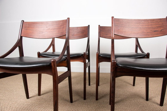 Image 1 of Set of 4 Danish chairs in rosewood and skai by Vestervig Eriksen 1960.