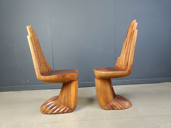 Image 1 of Paire de chaises en teck façonnées à la main, 1970