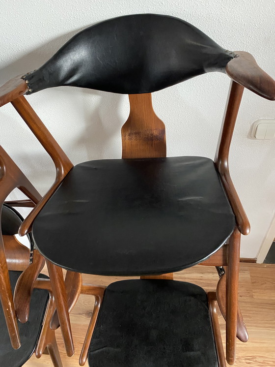 Image 1 of 4 sedie vintage in corno di mucca di Louis van Teeffelen