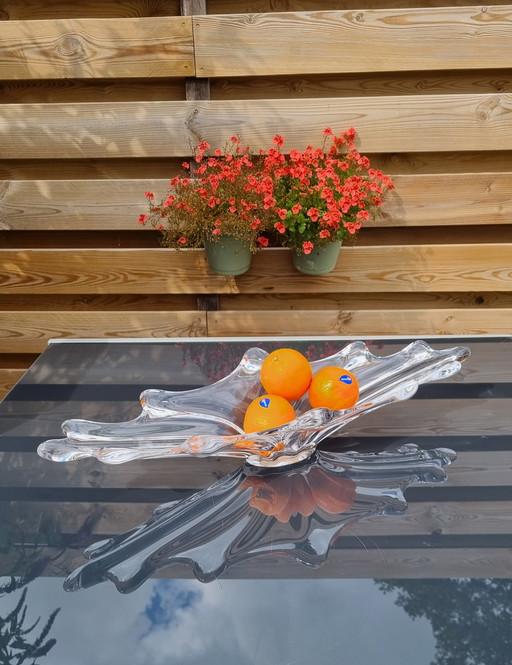 Coupe en cristal français vintage signée par le designer Pierre d'Avesn, Art Vannes, années 1960