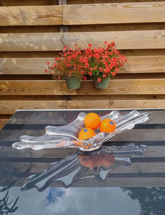 Image 1 of Art Vannes designer Pierre d'Avesn vintage signed French crystal bowl, 1960s