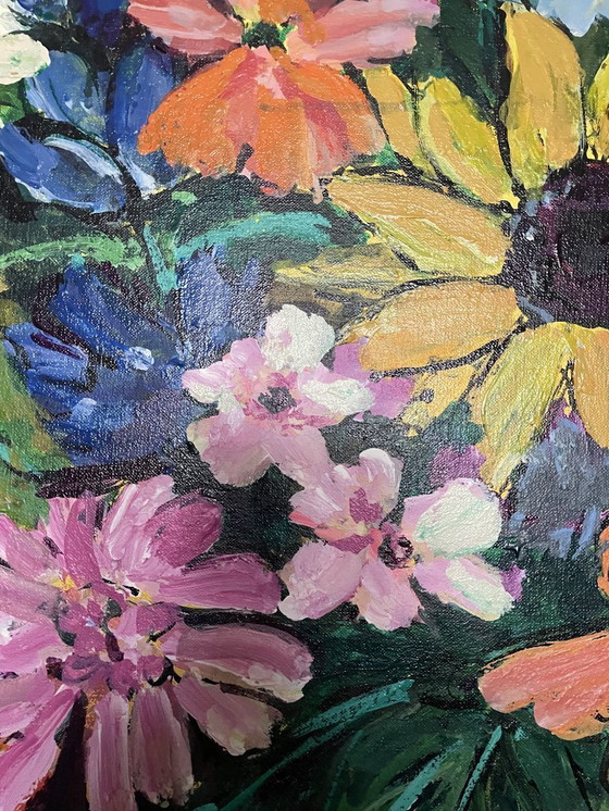Image 1 of Maya Wildevuur original, on canvas "large colorful bouquet"