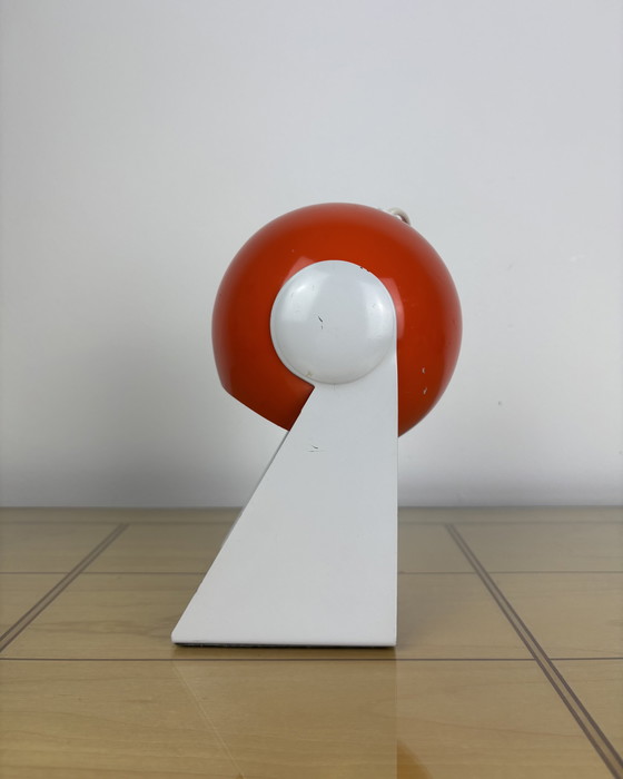 Image 1 of Vintage lamp, Italië, jaren 60, jaren 70, metaal, ruimtetijdperk, Spoetnik-ontwerp, UFO, oranje oogbollamp, industrieel ontwerp,