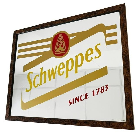Image 1 of Miroir publicitaire Schweppes vintage, milieu du siècle, 53 cm, années 1960