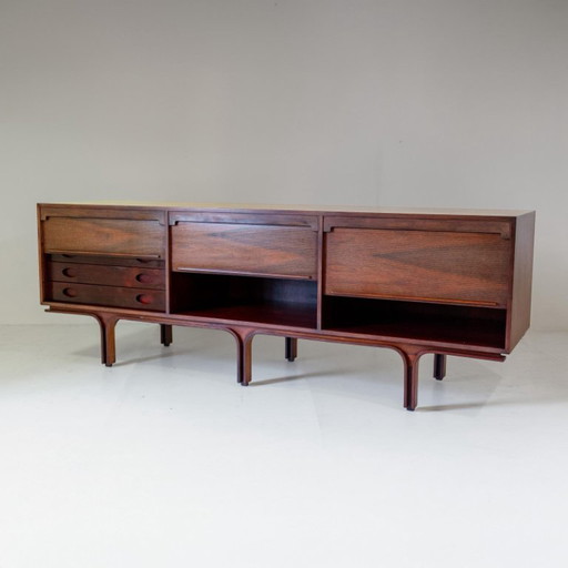 1x 1950s Frattini for Bernini Italian Modern Sideboard – Wood Sliding Doors