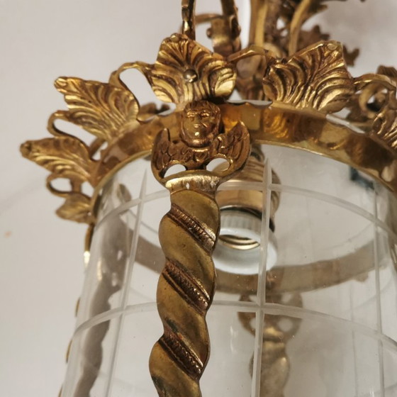 Linterna de Techo de Bronce y Cristal de Época – Estilo Clásico C. 1950 – Lámparas colgantes, Metal (photo 9 of 14)