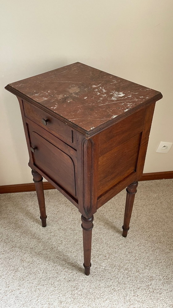Image 1 of TABLE de Chevet Ancienne MARBRE et Bois