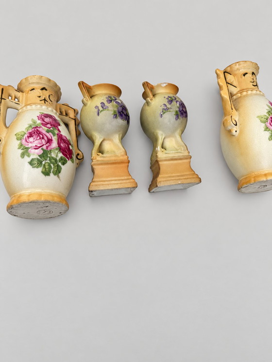 Antique 4-piece mantel Vases set Czecho-Slovakia – Art Nouveau ca. 1920 – "Made in Czecho-Slovakia", Porcelain (photo 3 of 9)