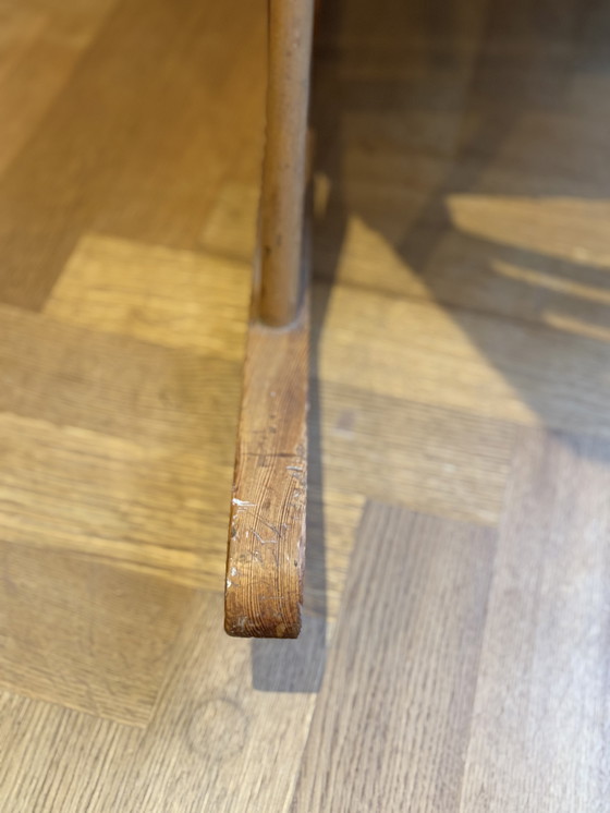 Image 1 of Sedia a dondolo in legno e corda di carta Design scandinavo