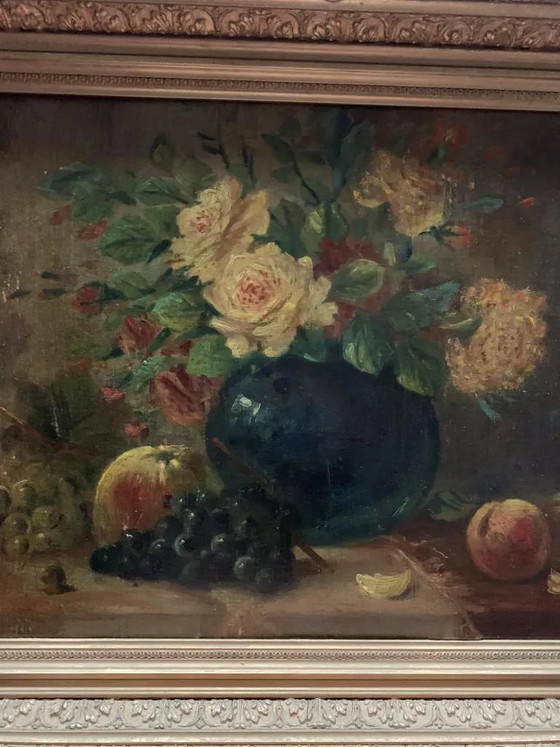 Painting "Still Life with Flower and Fruit". – Paintings & Drawings, Wood (photo 4 of 6)