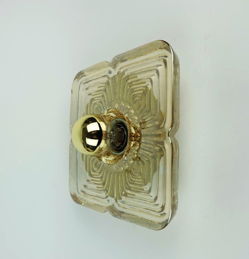 lourd mid century ice glass wall lamp 1960s 70s sconce