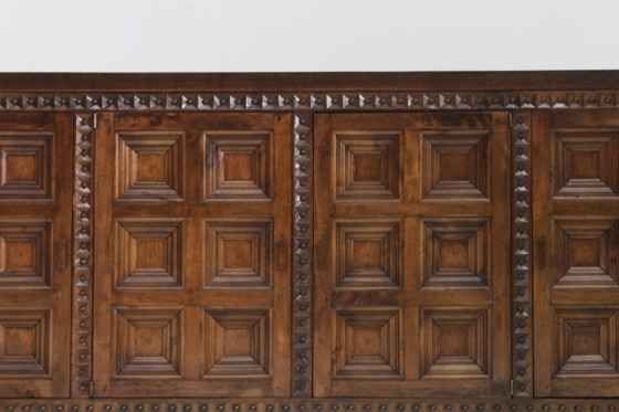 Spanish Brutalist Sideboard Room Divider Solid Walnut Wood 1960s – Vintage (photo 9 of 9)