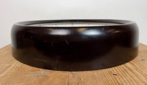 Image 1 of Large Industrial Bakelite Factory Wall Clock from Pragotron, 1950s