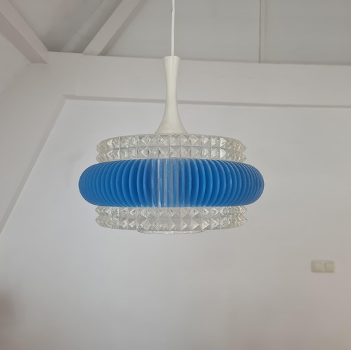 Vintage Blauwe Hanglamp ME Marbach Leuchten Jaren 60