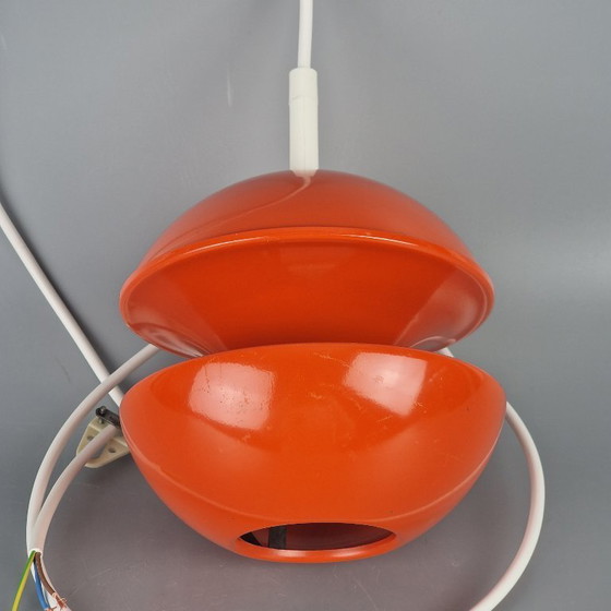 Image 1 of Vintage Kaiser Leuchten hanglamp – ontwerp Klaus Hempel – Space Age (1970s, Duitsland) – Oranje