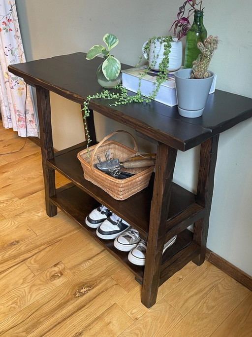 Console tafel met twee planken handmatig verouderd