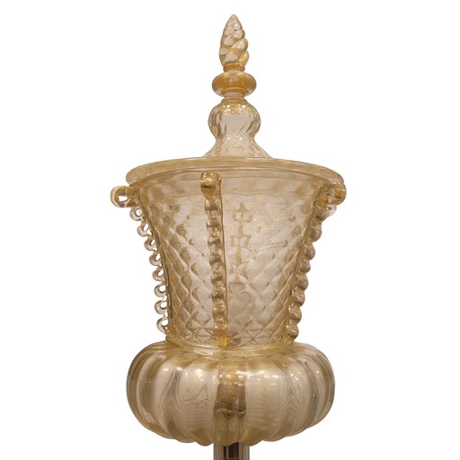 Lámpara De Pie, Cristal De Murano Y Polvo De Oro, Barovier & Toso, 50’S – Italia