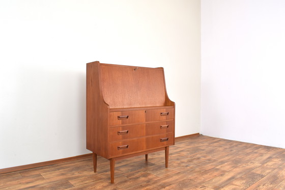 Image 1 of Mid Century Deense teakhouten secretaire van Gunnar Nielsen voor Tibergaard, 1960S.