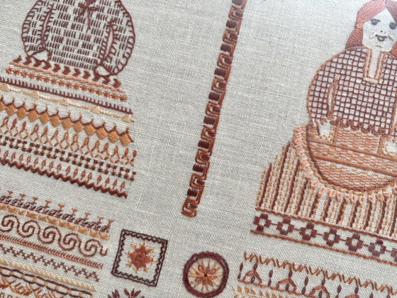 1x Vintage Scandinavian Embroidery Artwork – Textile, Wood (photo 4 of 7)