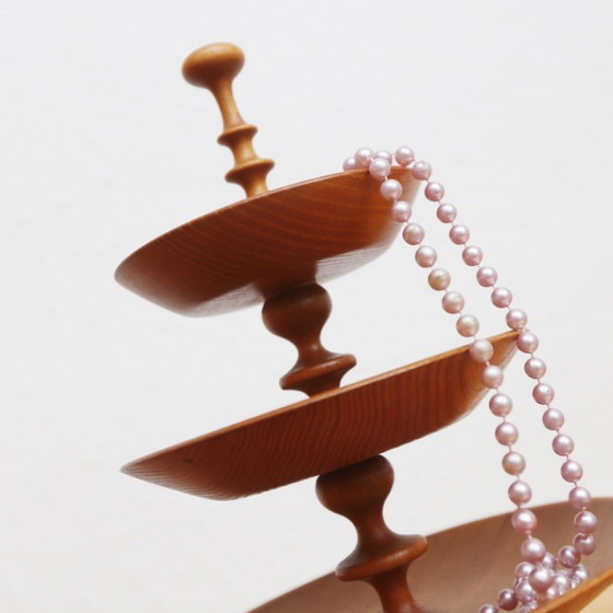 Image 1 of ❤️ Handmade wooden tiered serving tray, GDR Midcentury