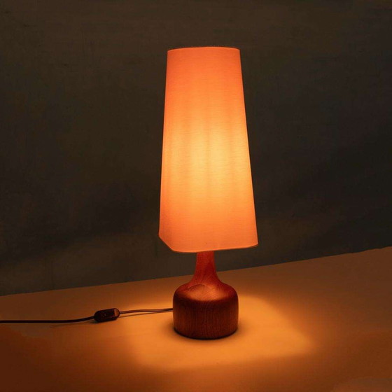 Image 1 of Japandi Danish design table lamp teak, sixties table lamp