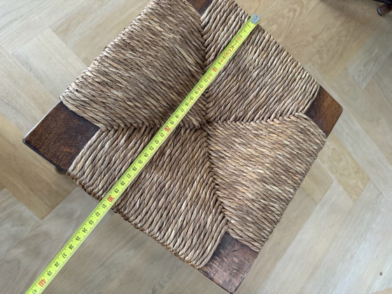 Vintage wooden stool with wicker seat (photo 5 of 5)
