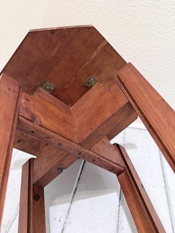 Vintage Brutalist Solid Wood Stool / Side Table (photo 5 of 12)