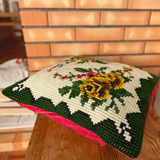 Vintage jaren 70 Portugese Arraiolos Geweven Kussenhoes – Kussentjes, Textile (photo 6 of 9)