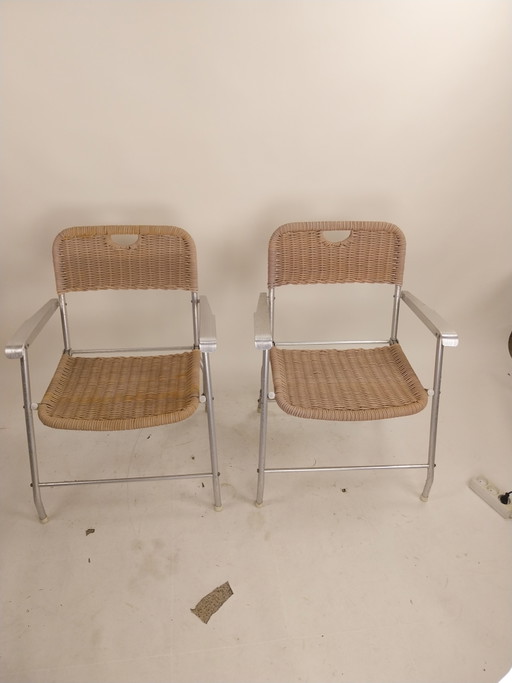 1 set di 2 sedie pieghevoli Hilbrant Tosso del Mar Italia anni '60