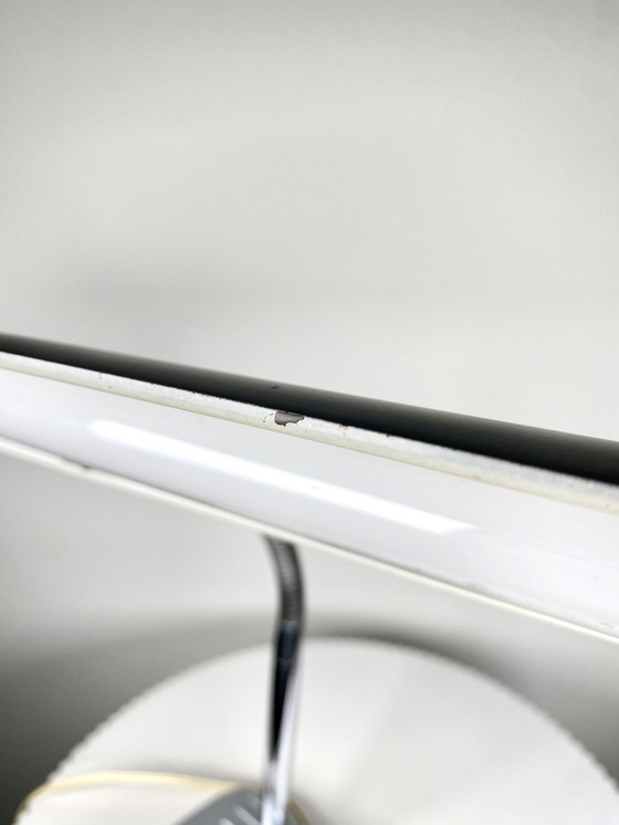 Image 1 of Vintage 1970s Industrial Piano Style Desk/Table Lamp in Grey with a Chrome Gooseneck - Mid-Century Modern Japanese Design