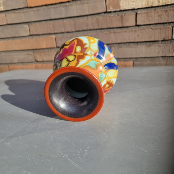 Image 1 of antico vaso in ceramica olandese, decoro Arnhem Creta, anni '20