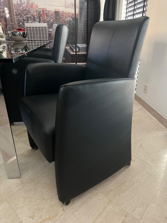 Image 1 of 6 sedie da pranzo FraMaTi Design in pelle Semira nera NUOVE CONDIZIONI