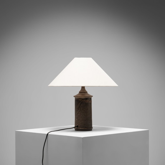 Braune glasierte Steingut Tischlampe von Kai Klinge für Oreby Keramik, Dänemark, 1970er Jahre, Tischlampen (Foto 3 von 8)