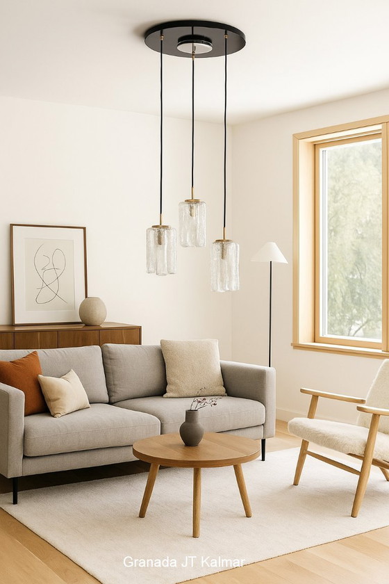 Image 1 of Granada-Eisglas-Kronleuchter von JT Kalmar für KFKG, 1960er Jahre