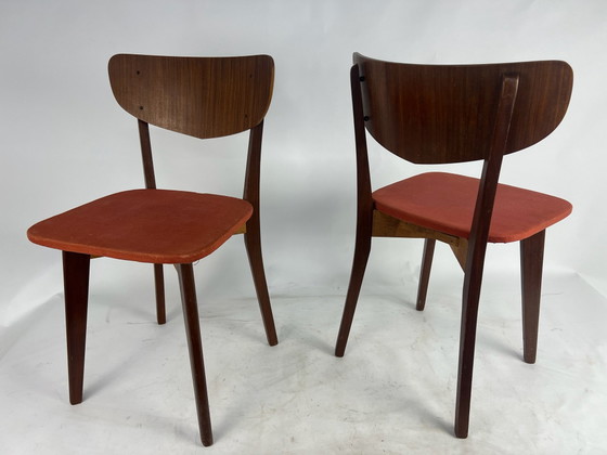 Sedie da pranzo vintage mid-century set 2x anni '50/'60 – Tessile, Legno (photo 6 of 6)