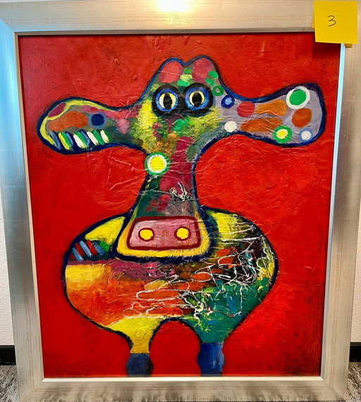 Schilderij Jan Koning olifant 70x79 cm