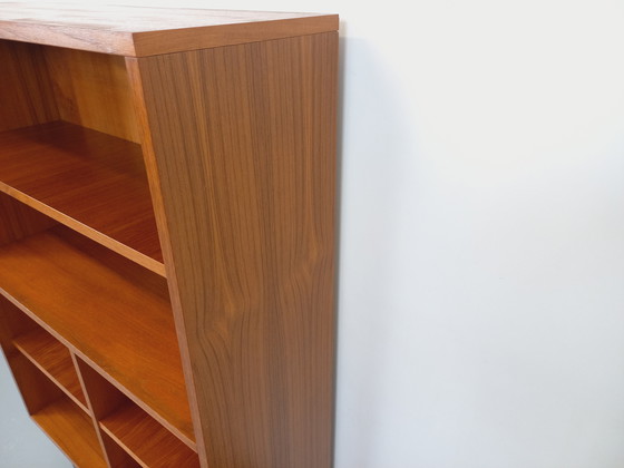 Image 1 of Scandinavian modernist style modular bookcase in teak and black metal from the 60s