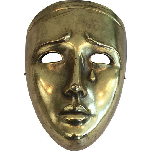 Vintage gouden keramisch masker, Portugal 1970