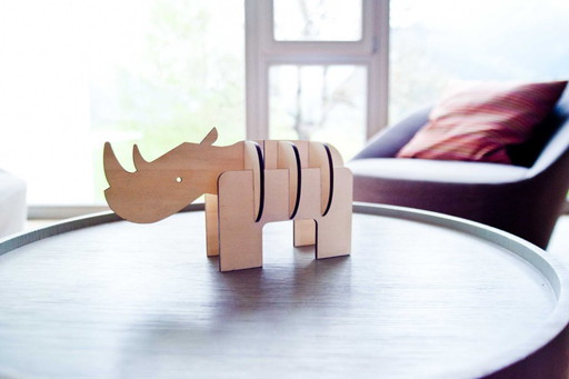 Wooden rhinoceros decoration by Ulap design