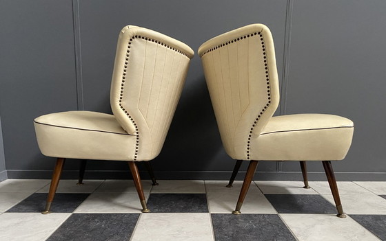 Image 1 of 2 sedie da cocktail in skai bianco anni '60