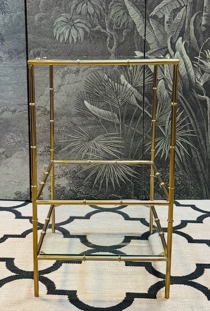 Brass Side Table Sidetable Faux Bamboo Hollywood Regency Style