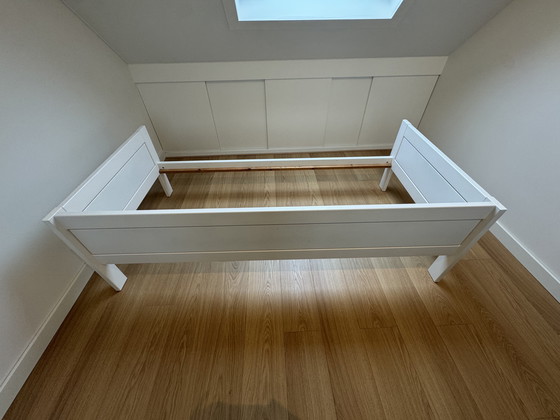 Image 1 of Deens design Lifetime: halfhoogslaper, opbergbox en bedtafeltje + Emma matras met extra hoes + Ikea Lonset lattenbodem