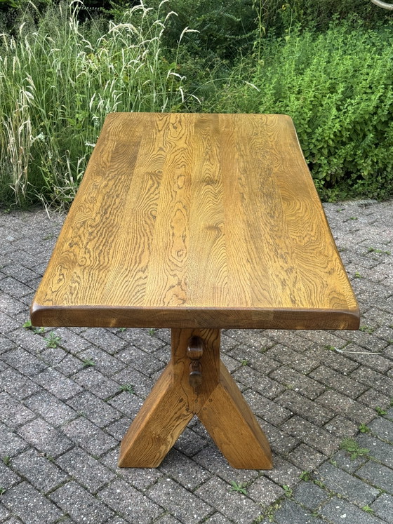 Image 1 of Brutalist oak dining table by De Puydt