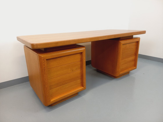 Image 1 of Large Double-Sided Vintage 70's Oak Executive Desk